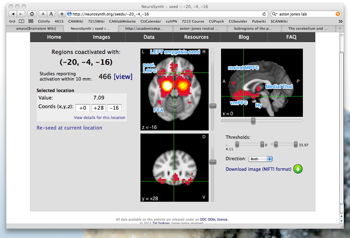 Left amygdala seed from Neurosynth