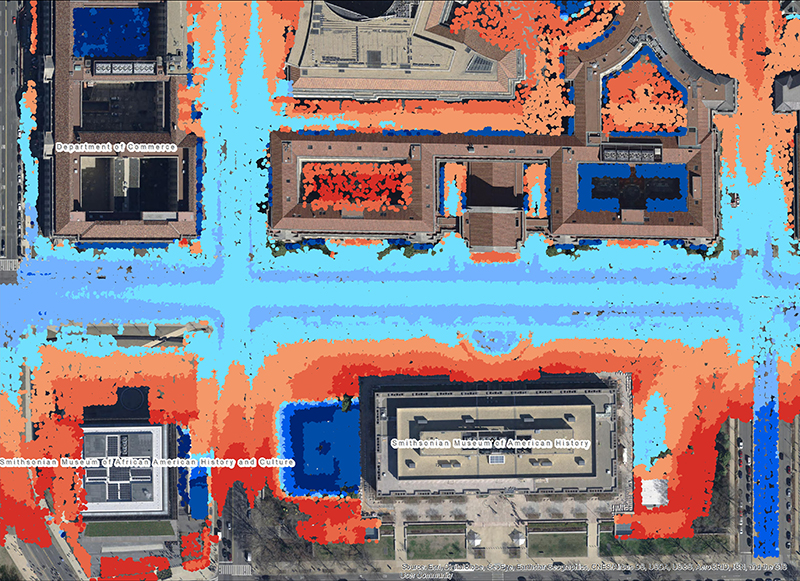 LIDAR image of Constitution Ave